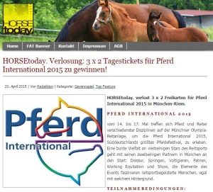 Horsetoday Pferd International 2015 Gewinnspiel