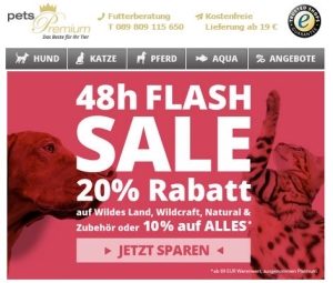 48h Flash Sale Pets Premium Gutscheincode