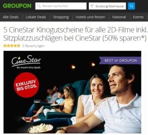 Groupon-Gutschein Cinestar