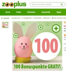 zooplus 100 Bonuspunkte Osterei