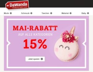 DaWanda Mai-Rabatt 15 %