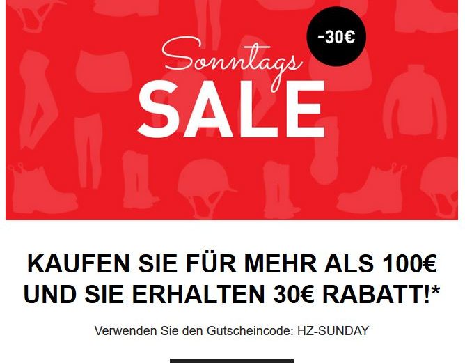 Horze Sonntags Sale 30 € Rabatt Gutschein