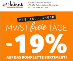MwSt-freie Tage bei Epplejeck - Spare 19 %