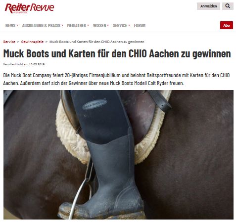 Reiter Revue verlost Muck Boots und Tickets zum CHIO Aachen