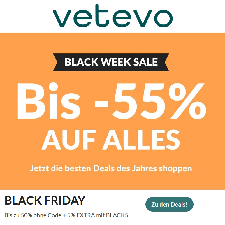 vetevo Black Week Sale - Bis zu 55 Rabatt auf Alles
